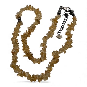 Yellow Stone Chunk Necklace W Sterling Clasp