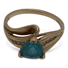 10k Yellow Gold Diamond & Topaz Ring