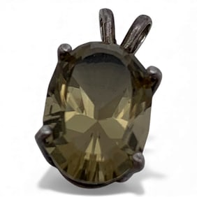 Silver Pendant With Yellow Stone