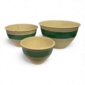 3 Pc Stacking Roseville Pottery Mixing Bowl Set