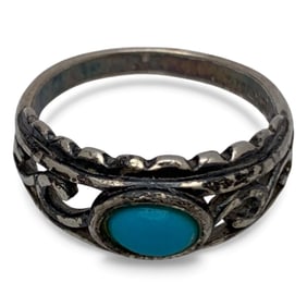 Sterling Silver Ring W Blue Stone