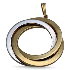 14k Yellow & White Gold Circle Pendant