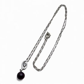 Sterling Silver Necklace W Pearl Pendant