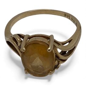 14k Yellow Gold & Orange Stone Ring