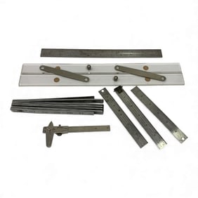 Group Of Metal Rulers & Drafting Instruments