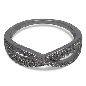 Sterling Silver Ring With Clear Stones
