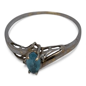 10k White Gold Diamond & Topaz Ring