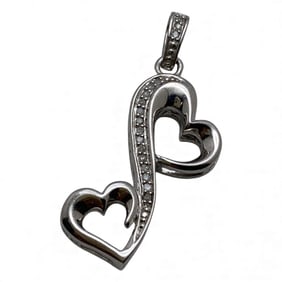 Sterling Silver & Diamond Heart Pendant