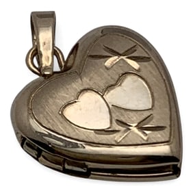14k Yellow Gold Heart Pendant Locket
