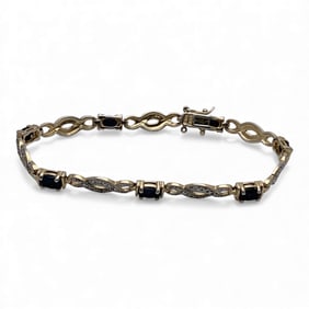Sterling Silver Gold Tone Bracelet With Sapphires