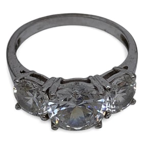 Sterling Silver Ring With Blue Stones