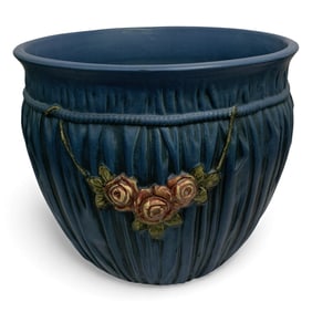 Vintage Weller Pottery Blue Drapery Jardiniere