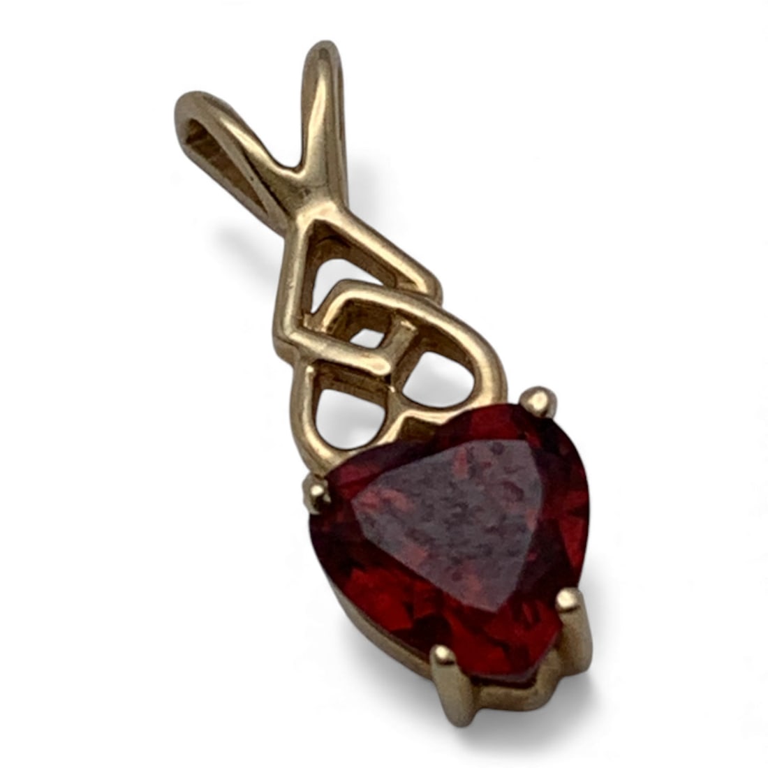 14k Yellow Gold & Garnet Heart Pendant (1 of 2)
