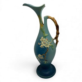 Roseville Pottery Apple Blossom Blue Ewer