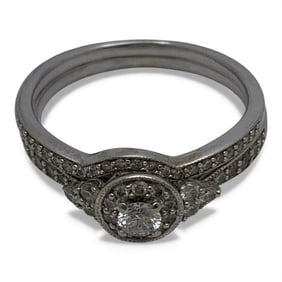 10k White Gold & Diamond Wedding Set