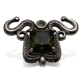 Sterling Silver Pendant With Green Stones