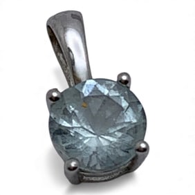 14k White Gold & Aquamarine Pendant