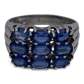 Sterling Silver Ring With Blue Stones