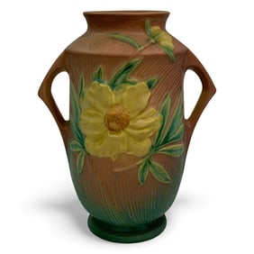 Roseville Pottery Peopny Double Handled Vase