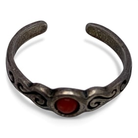 Sterling Silver & Coral Ring