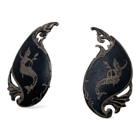 Pair Of Silver Siam Clip Earrings