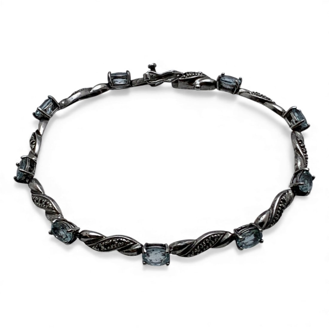 Sterling Silver Bracelet With Blue Stones (1 of 3)