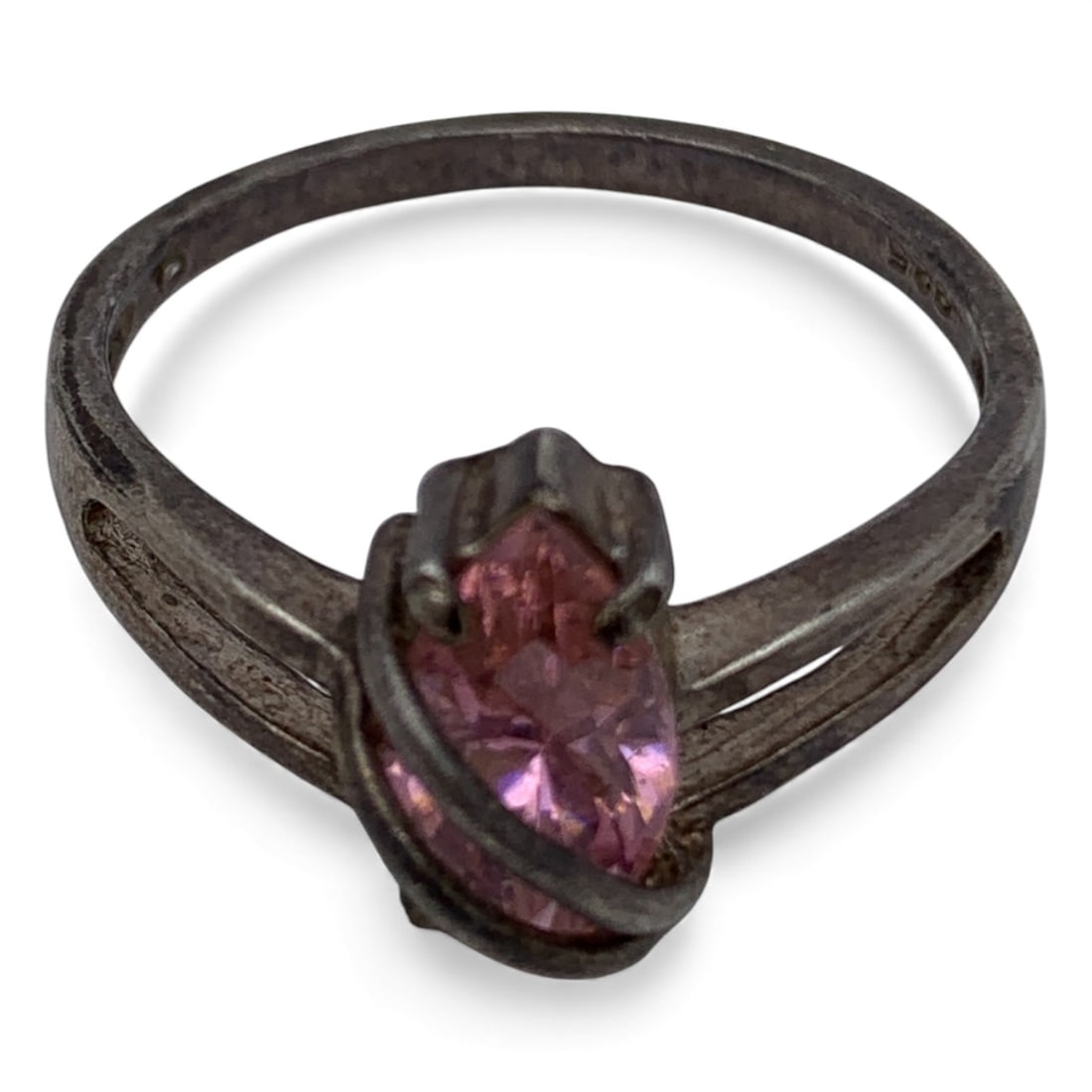 Sterling Silver & Pink Stone Ring (1 of 3)