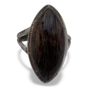 Sterling Silver Ring With Dark Stone