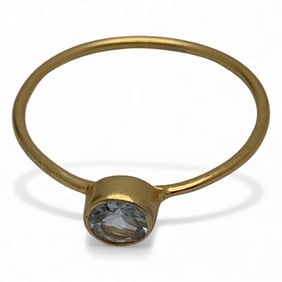 Sterling Silver Gold Tone Ring With Blue Stone