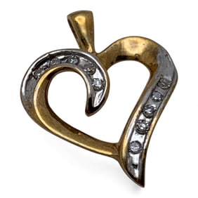 10k Yellow Gold & Diamond Heart Pendant