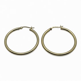 Pair Of Sterling Silver Gold Tone Hoop Earrings
