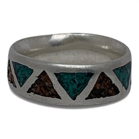 Silver Ring With Red & Blue Stones