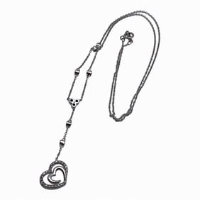 14k White Gold & Diamond Heart Necklace