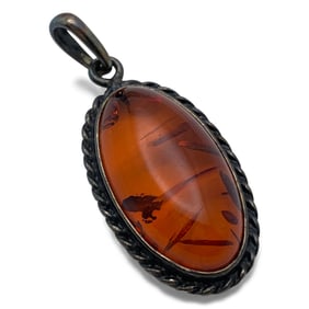 Sterling Silver & Amber Pendant