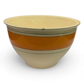 Roseville Pottery Mixing Bowl With Orange Stripe