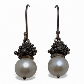 Pair Of Silver & Pearl Earrings