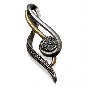 Sterling & 10k Gold & Diamond Pendant