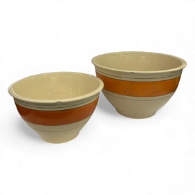 2 Roseville Pottery Orange Stripe Nesting Bowls