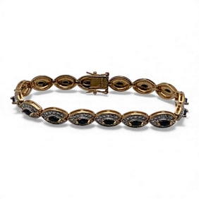 Sterling Silver Gold Tone & Sapphire Bracelet