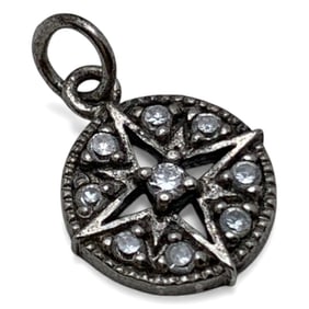 Sterling Silver Charm With Clear Stones