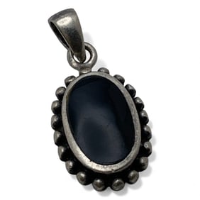 Sterling Silver & Black Stone Pendant