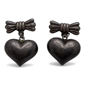 Pair Of Sterling Silver Heart Earrings