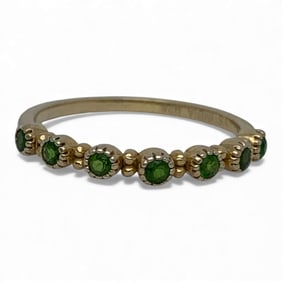 Sterling Gold Tone Ring With Green Stones