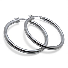 Pair Of Sterling Silver Hoop Earrings
