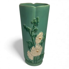 Weller Pottery Turquoise Floral Vase