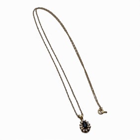 14k Gold Diamond & Sapphire Pendant Necklace
