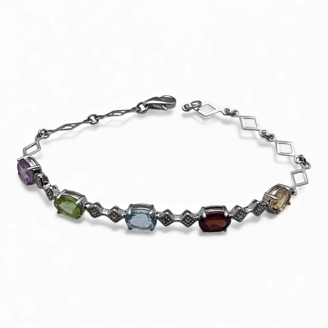 Sterling Silver Bracelet With Colored Stones (1 of 3)