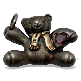 Sterling Silver & 14k Gold Bear Pendant