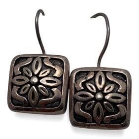Pair Of Sterling Silver Floral Earrings