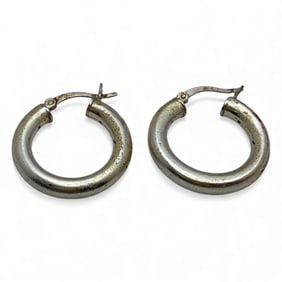 Pair Of Sterling Silver Hoop Earrings